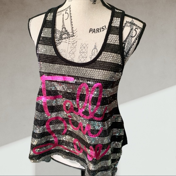 Fall in Love sequin tank top SMALL - Picture 2 of 6